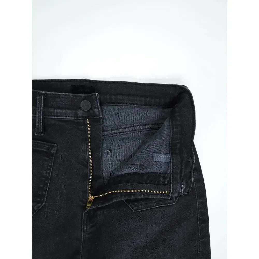 MOTHER Rambler Zip Sneak Washed Black Straight Leg Jeans Patch Pocket 25 Capsule - Picture 7 of 16
